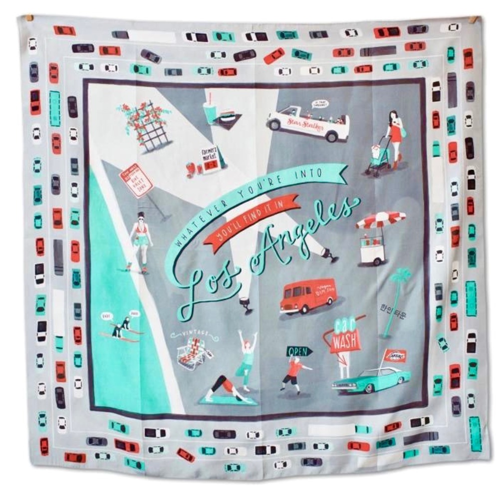 The Untourist Scarf By Emaily McDowell 100% Silk Tapestry Wall Hanging Wrap